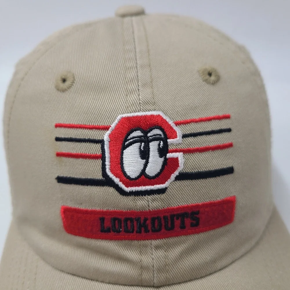 Youth Chattanooga Lookouts Hat Adjustable Outdoor Cap Beige Red MiLB Baseball